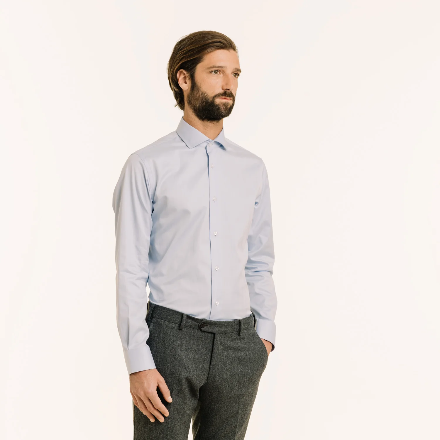 Blue double-twisted chevron fitted shirt