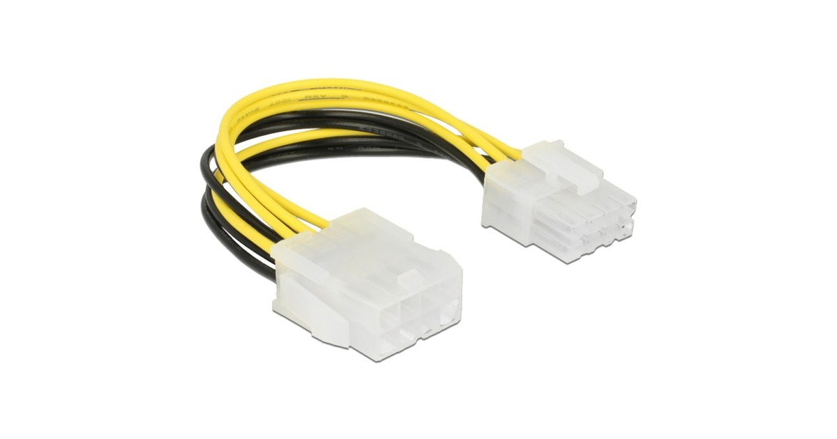 DeLOCKVerlengkabel Power 8 pin EPS male > female  (Zwart/geel, 0,15 meter)