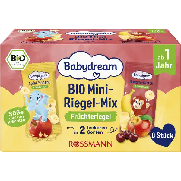 Bio Mini-Riegel-Mix Apfel-Banane + Banane-Kirsch