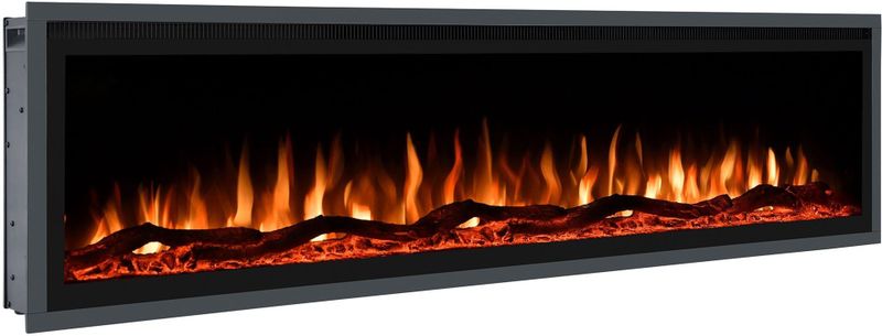 EVIQ - Royal Paris - Elektrische Sfeerhaard - Zwart - 50 inch - Inbouw Sfeerhaarden - 128x14x43cm