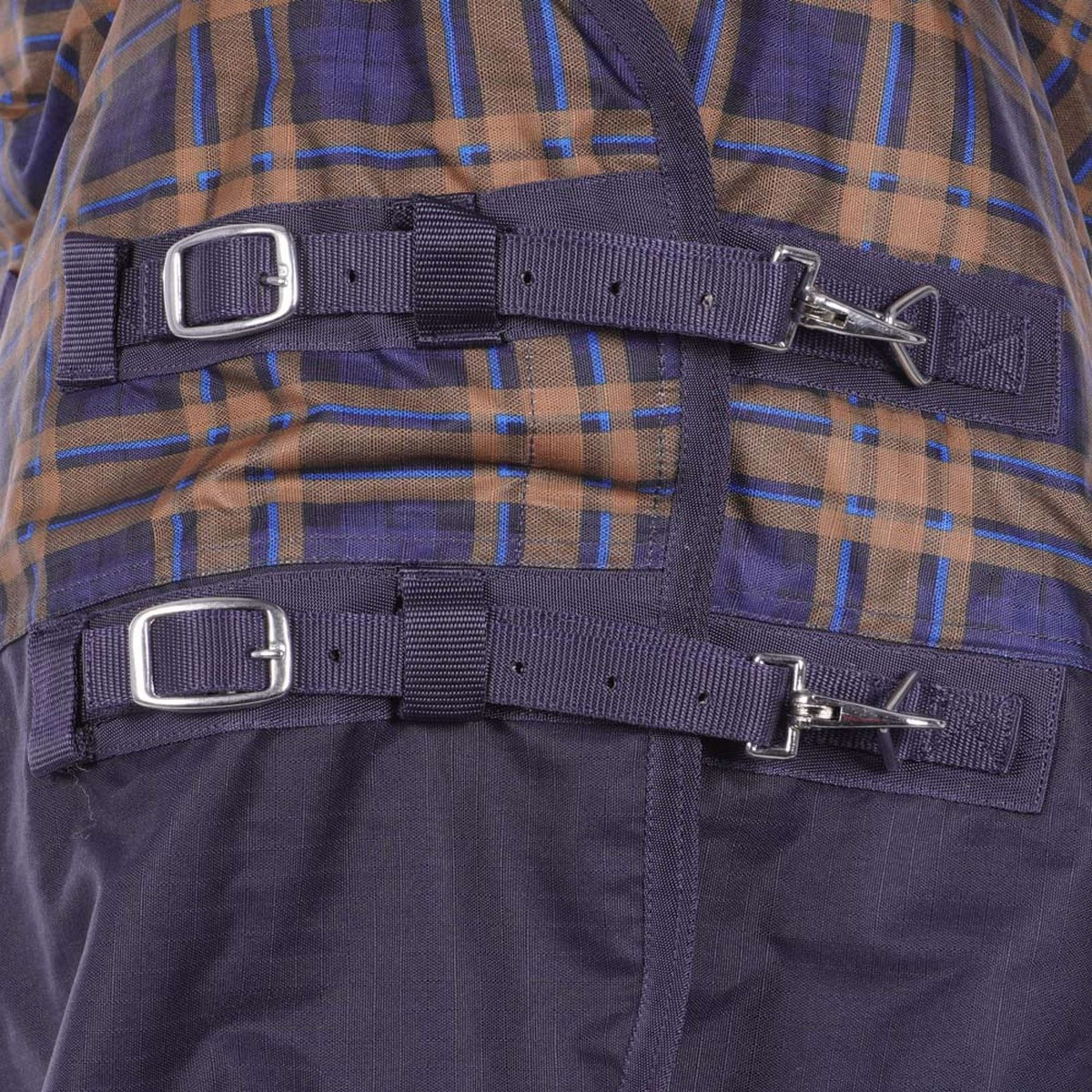 HKM High Neck Deken Providence Karo 1200D 300g Wattenvulling Navy/Brui