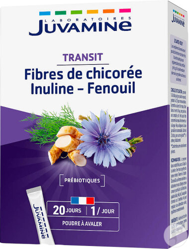 Juvamine Fibres De Chicorée Inuline Fenouil Transit Facilité 20 Sticks