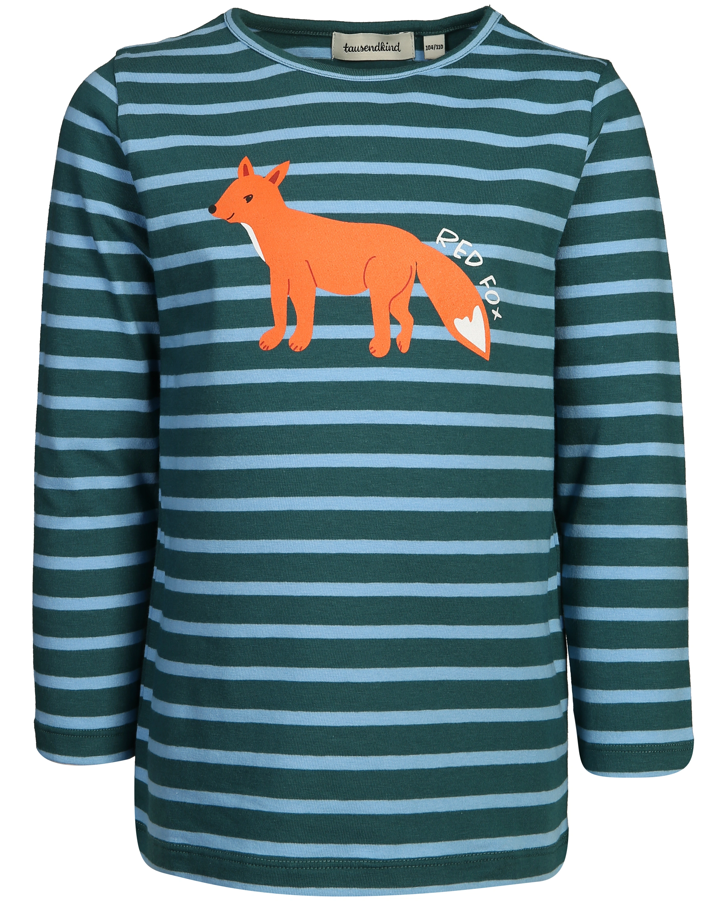 Langarmshirt FUCHS gestreift in hellblau/dunkelgrün