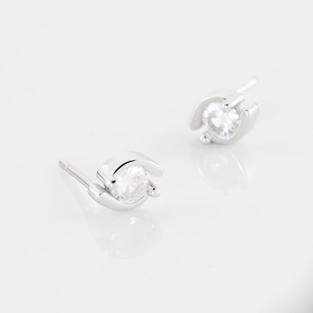 Boucles D'oreilles Puces Couteau Argent Blanc Oxyde De Zirconium
