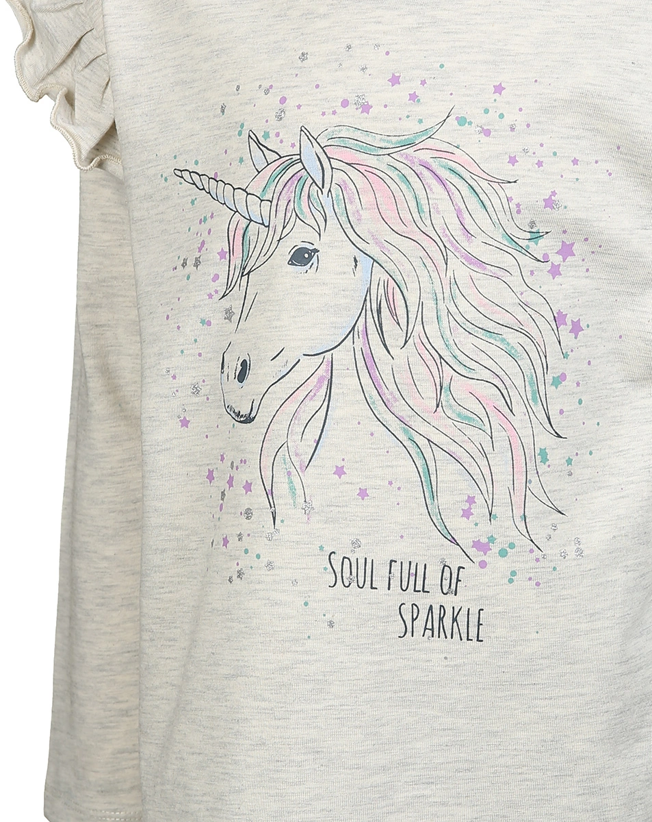 Langarmshirt GLITZERNDES EINHORN in creme melange