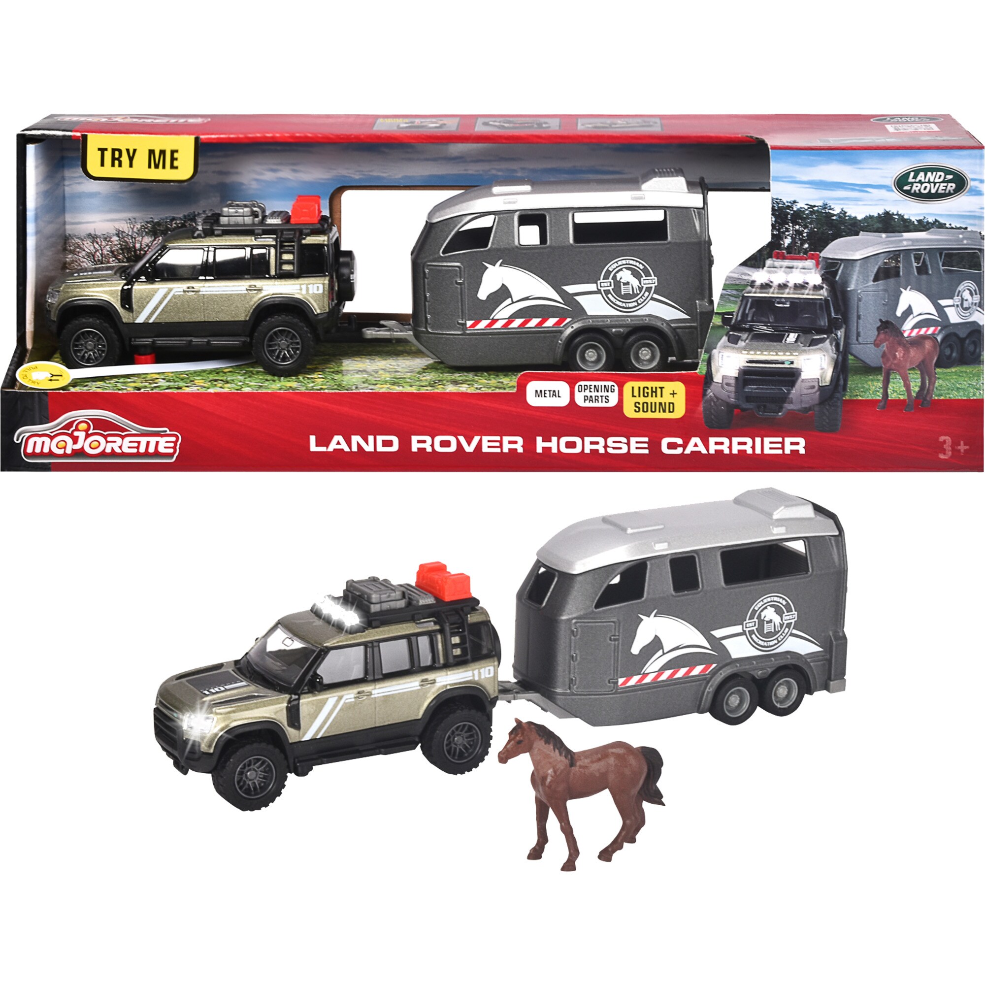 Simba Spielfahrzeug Land Rover mit Pferdeanhänger