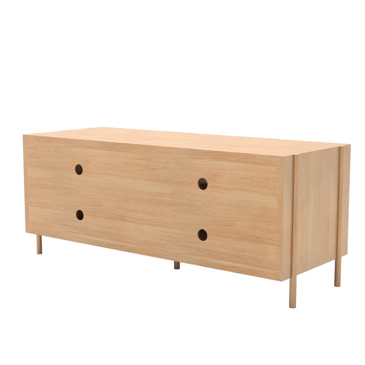 Hartô - Gabin Sideboard mit Schubladen, 162 x 49 cm, Eiche natur / schiefergrau