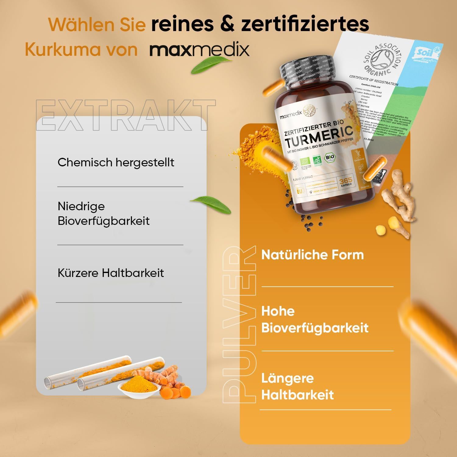maxmedix Turmeric Bio Kurkuma Kapseln Hochdosiert
