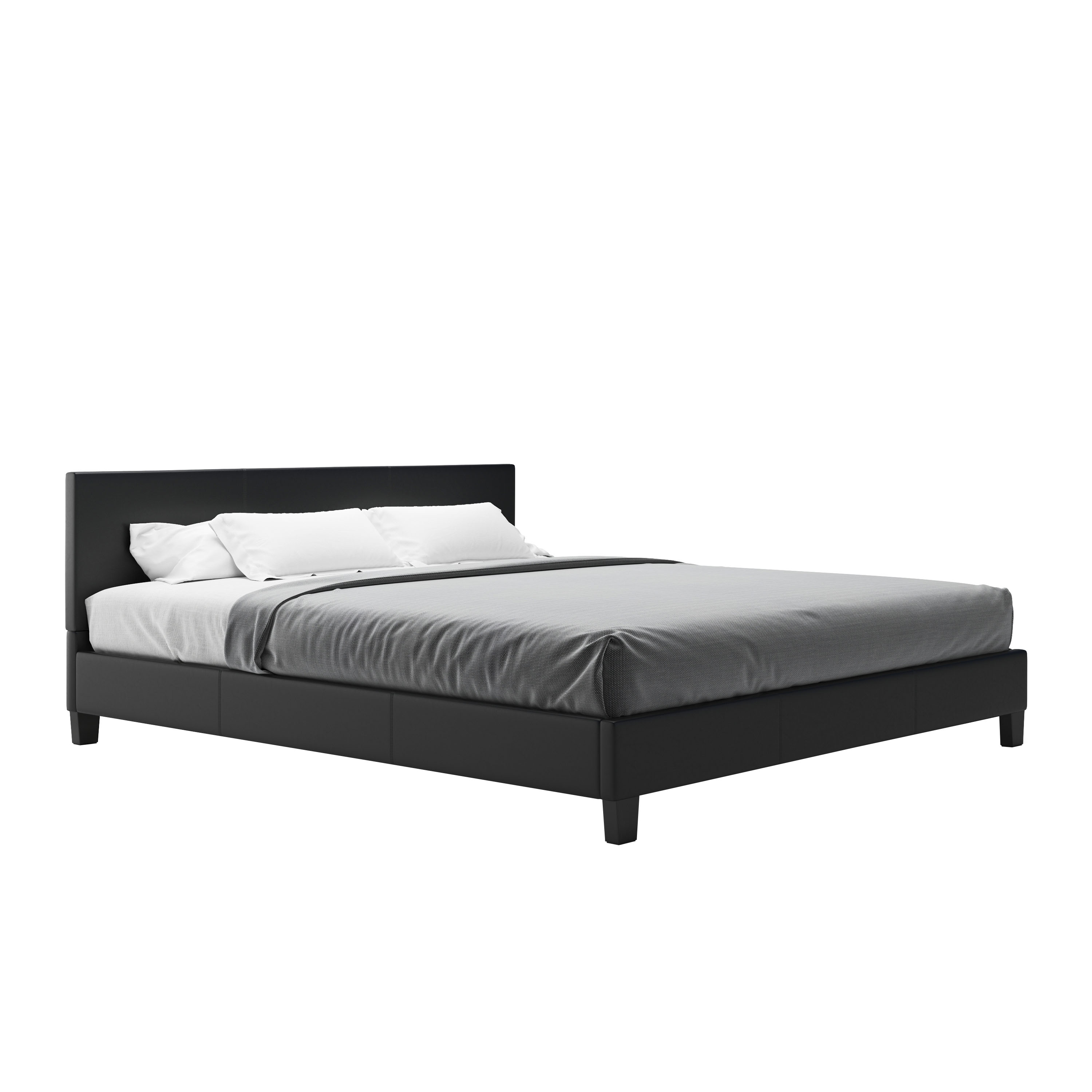 Lederbett DOZE 180 x 200 cm schwarz