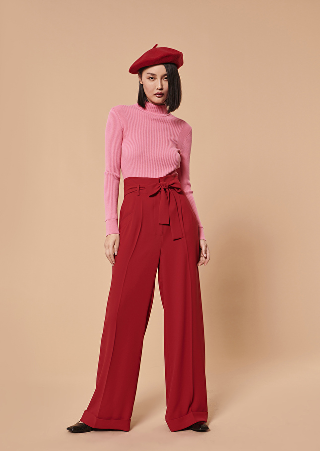 Pantalon Pylarouge framboise en crêpe