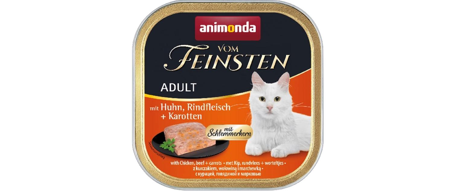 Nassfutter Vom Feinsten Schlemmerkern Huhn/Rind 32 x 100gLeicht verdauliches Alleinfutter für ausgewachsene Katzen