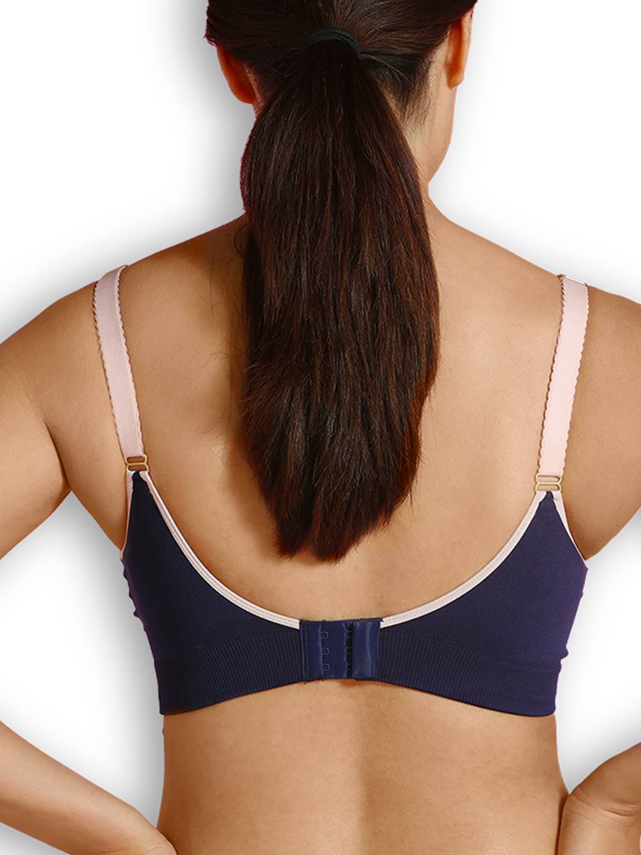 Sutiã de amamentação e maternidade CARRIWELL Original Deluxe Seamless Organic, azul escuro liso com estampas.