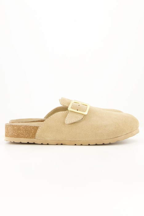 Leder-Mules, echtes Veloursleder, anatomisches Fußbett, Weite H