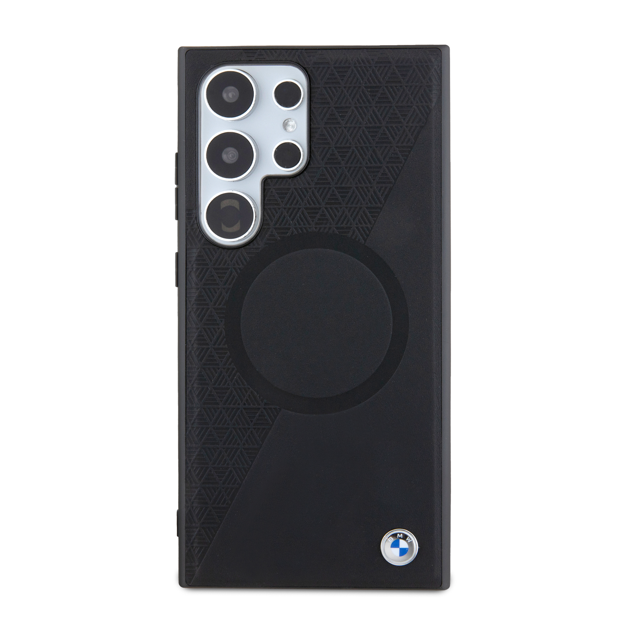 Samsung Galaxy S24 Ultra Leder Hardcase Hülle Half Textured & Circle MagSafe-Modul (BMHMS24L23RTPK) - Schwarz