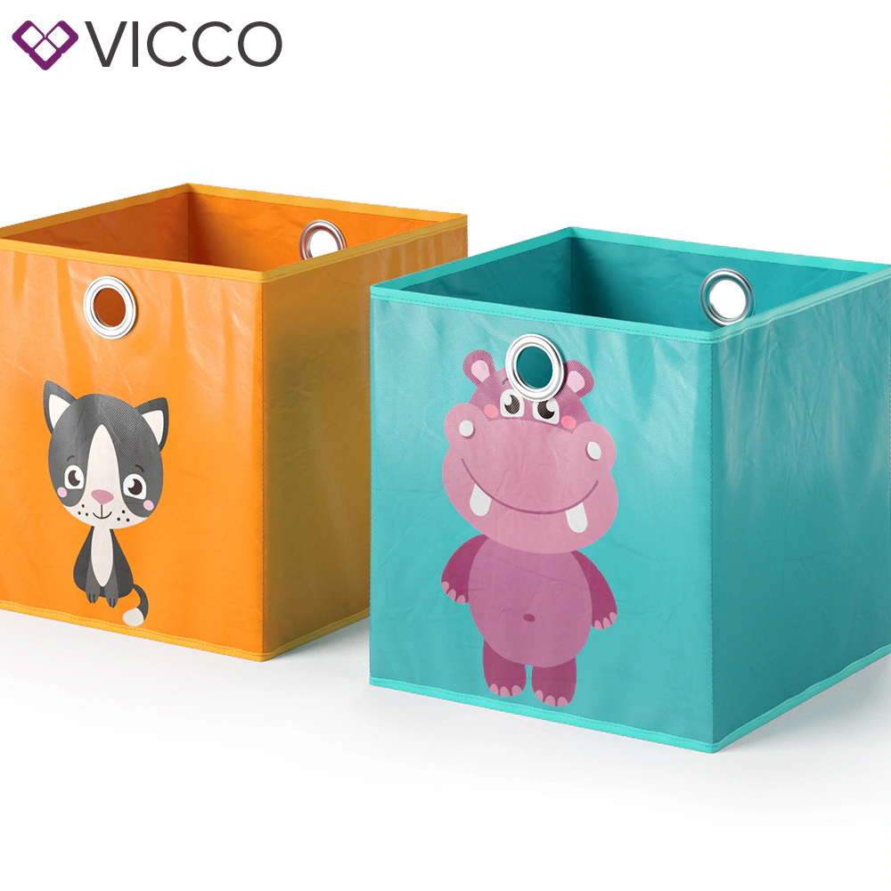 VICCO Raumteiler TETRA 4 Fächer Weiß + 4 Faltboxen Bücherregal Würfelregal Standregal Regal