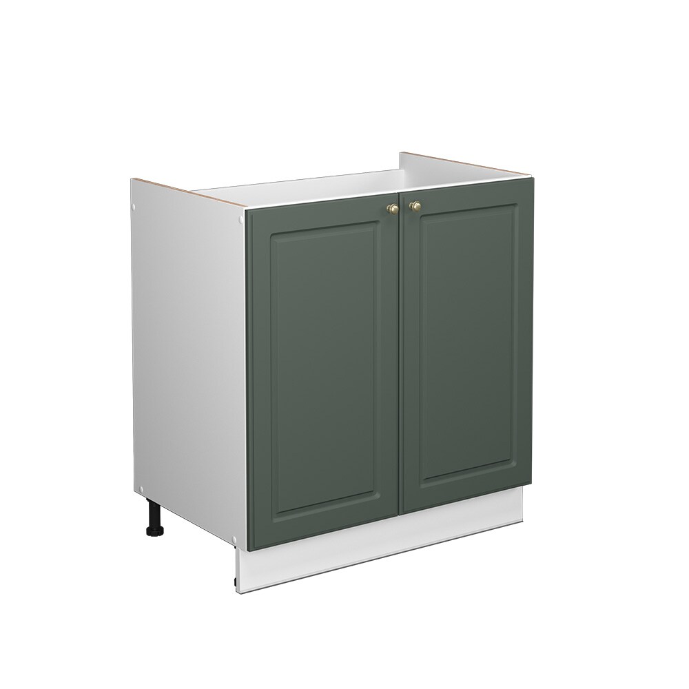 Vicco Spülenunterschrank Küchenschrank Küchenmöbel Fame-Line Weiß Grün-Gold Landhaus 80 cm Küche Einbauküche Drehtür Siphonausschnitt Blende Küchenzeile