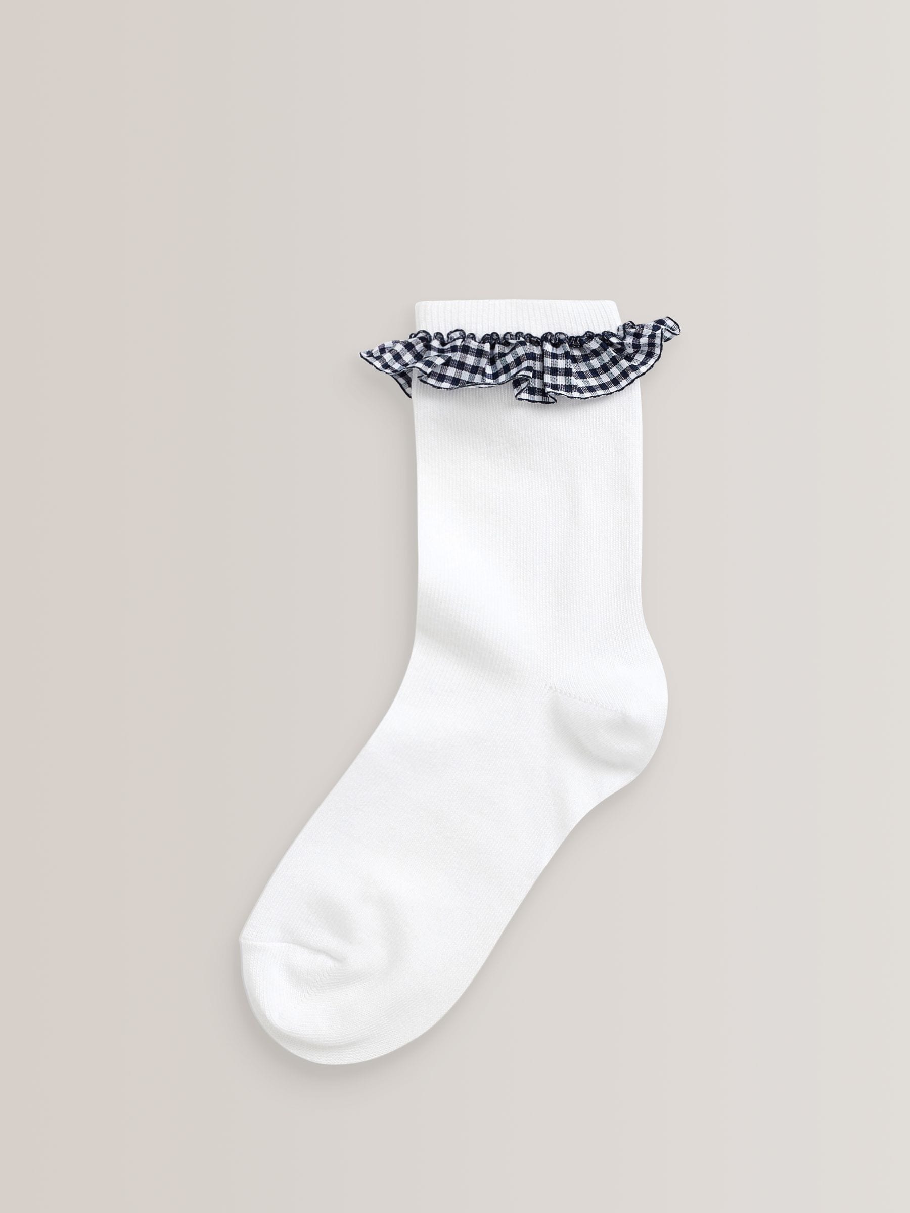 Marineblauw - Verpakking van 5 paar enkelsokken met gingham-ruit en hoog katoengehalte