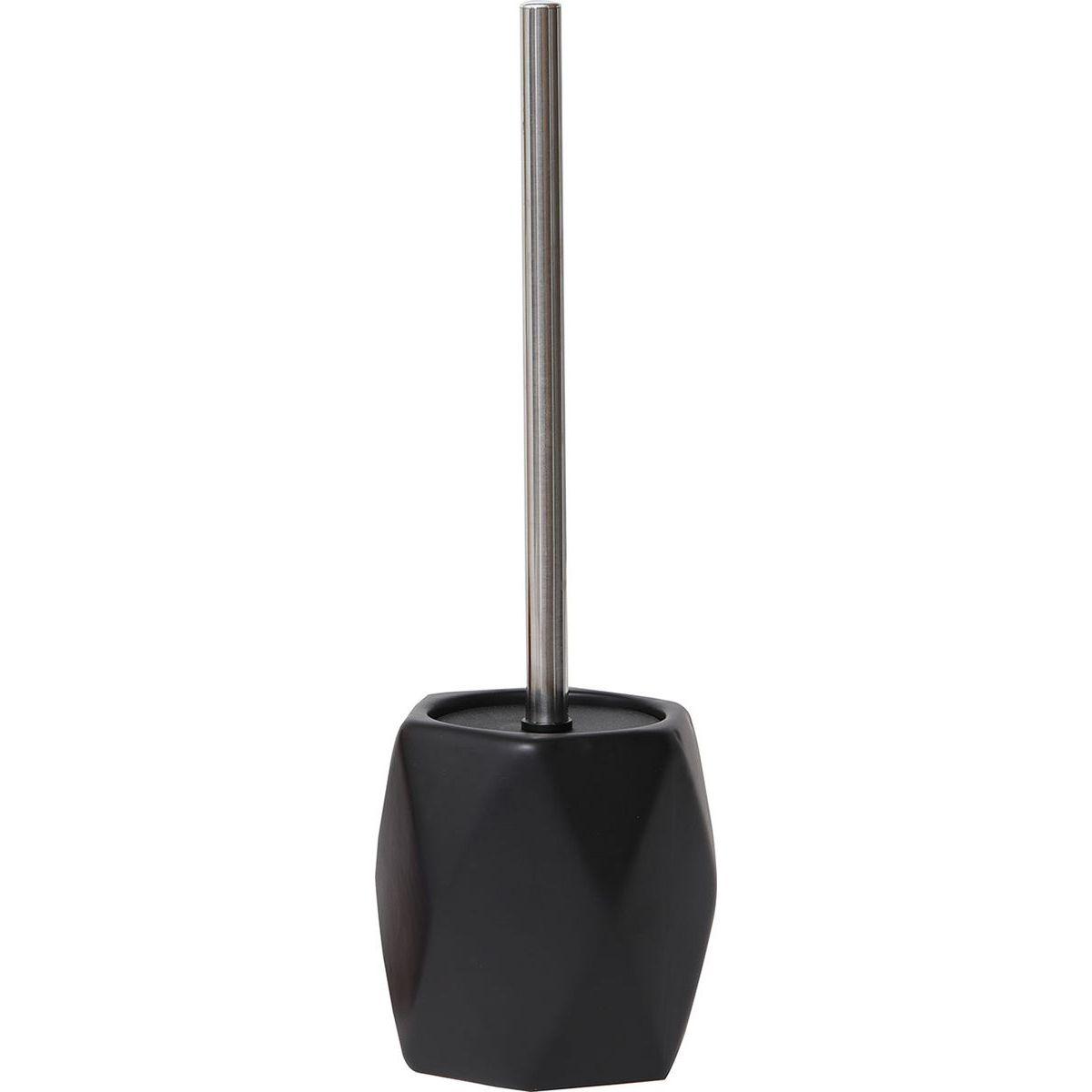 BROSSE WC GRES FORME LOSANGE TIGE ACIER INOXYDABLE NOIR