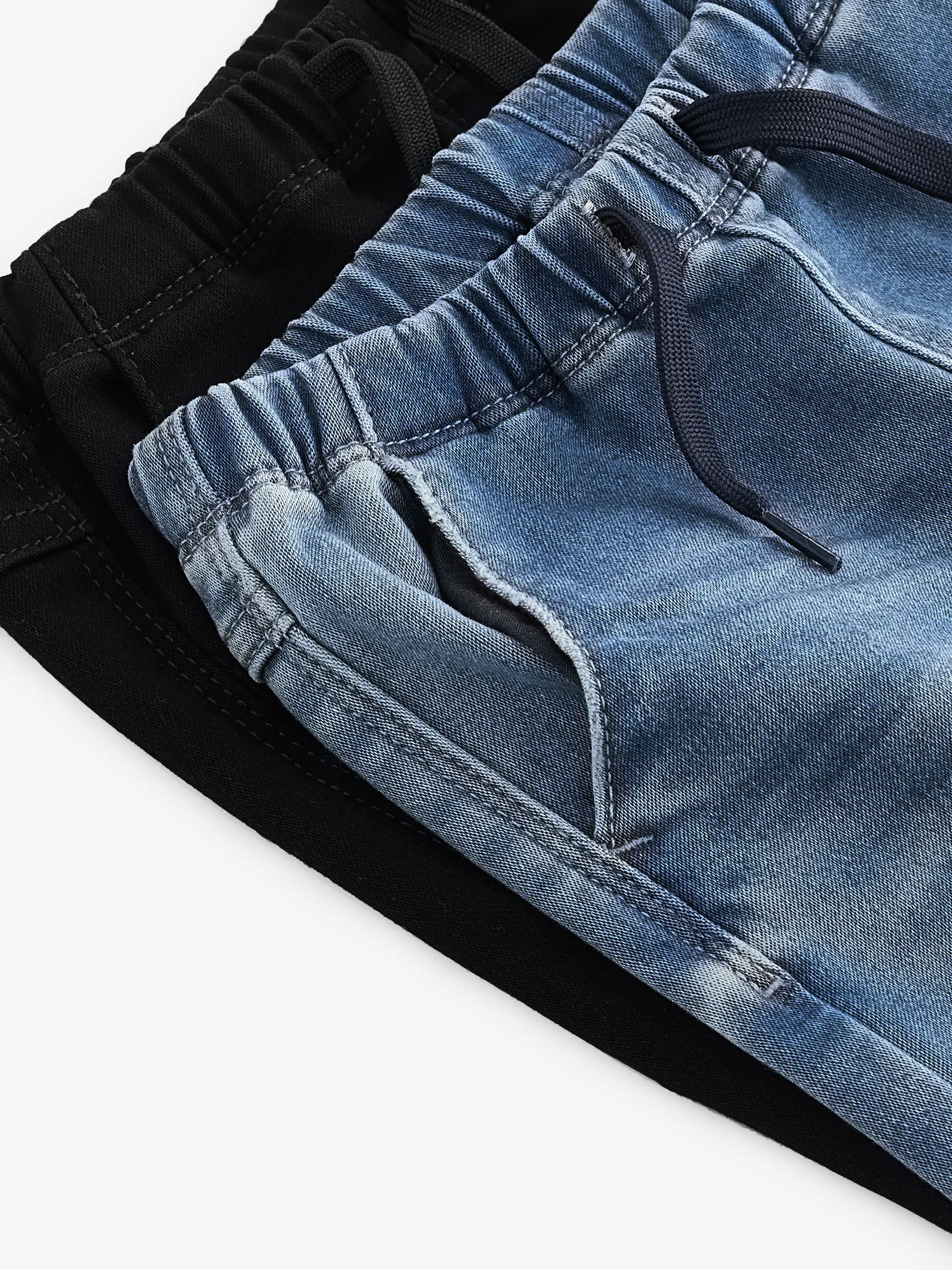Blauw-zwart denim - Set van 2 superzachte jeans met stretch en elastische taille (3mnd-7jr)
