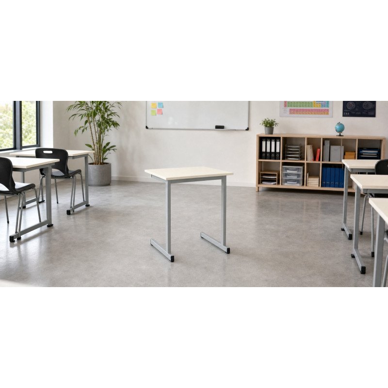 Table scolaire 1 place SCHOOL COLOR -  L.70 cm plateau beige – Taille 6 pour CM2 à Lycée