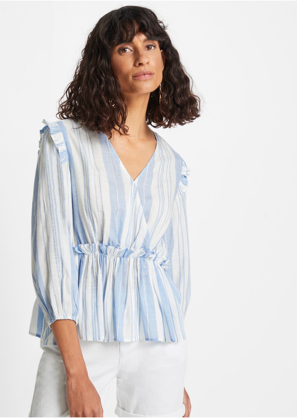 Blouse rayée à ruchés
