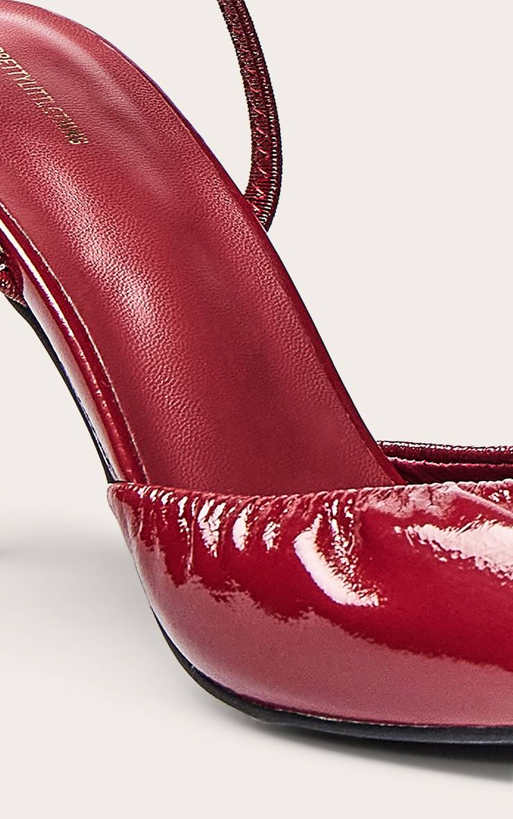 Rouge Escarpin Slingback Bout Rond En SYNTHÉTIQUE Plissé