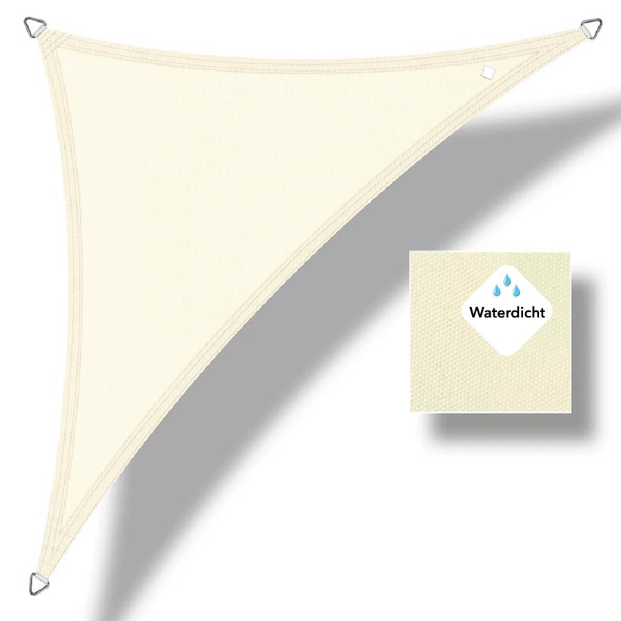 Buitenkado 3x4.24 crème wit waterdicht schaduwdoek driehoek