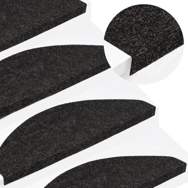 vidaXL Selvklebende trappematter 15 stk 65x22,5x3,5 cm antrasitt