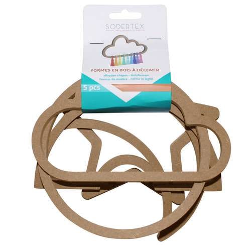 Bastelformen aus Holz, 5 Stück