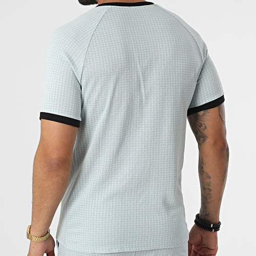 Ensemble Tee Shirt Col Zippé Short Jogging C5845-C8153 Bleu Clair
