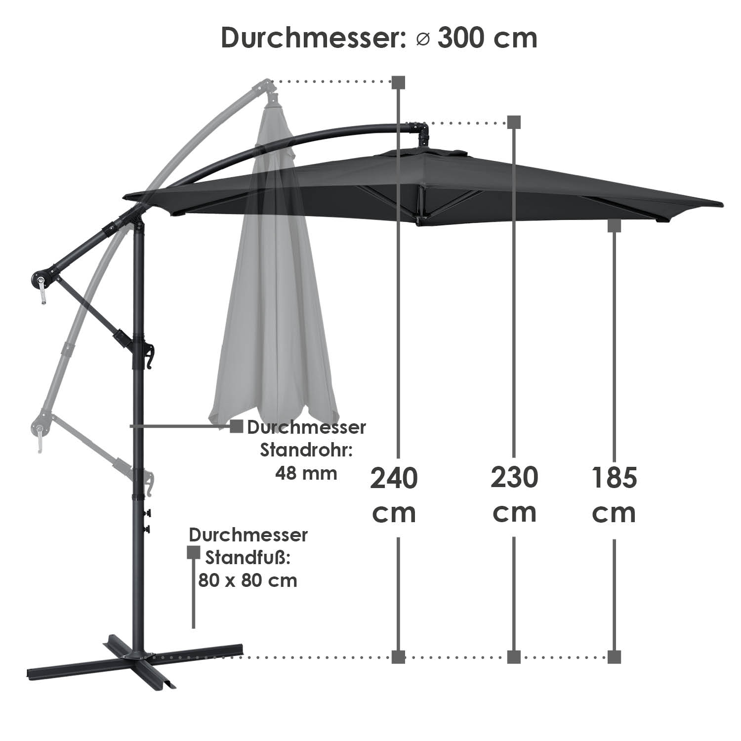 Brazil 300 donkergrijze parasol