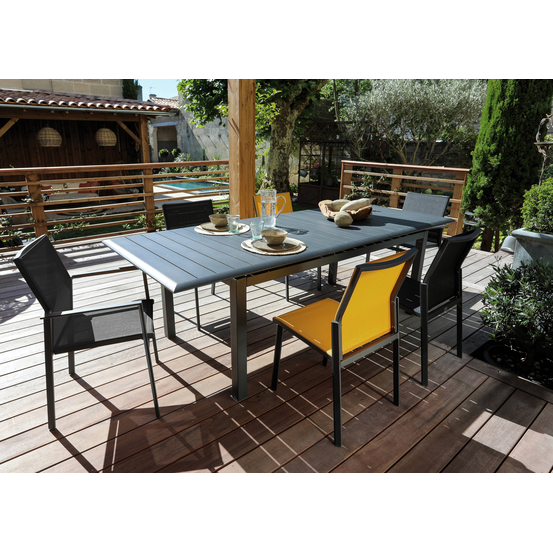 Table de jardin Louisiane grise en aluminium - 247x100x75 cm