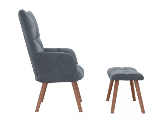Chaise de relaxation avec repose-pied Gris foncé Velours