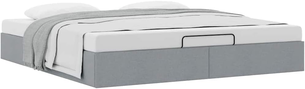 vidaXL Ottoman-Bett ohne Matratze Hellgrau 180x200 cm Stoff, Bettrahmen, Bettgestell mit Stauraum, Polsterbett, Bettgestell, Bettrahmen mit Stauraum