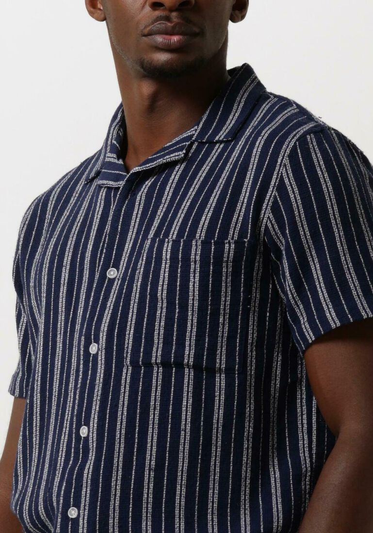 ANERKJENDT donkerblauwe anerkjendt casual overhemd akleo s/s dobby shirt