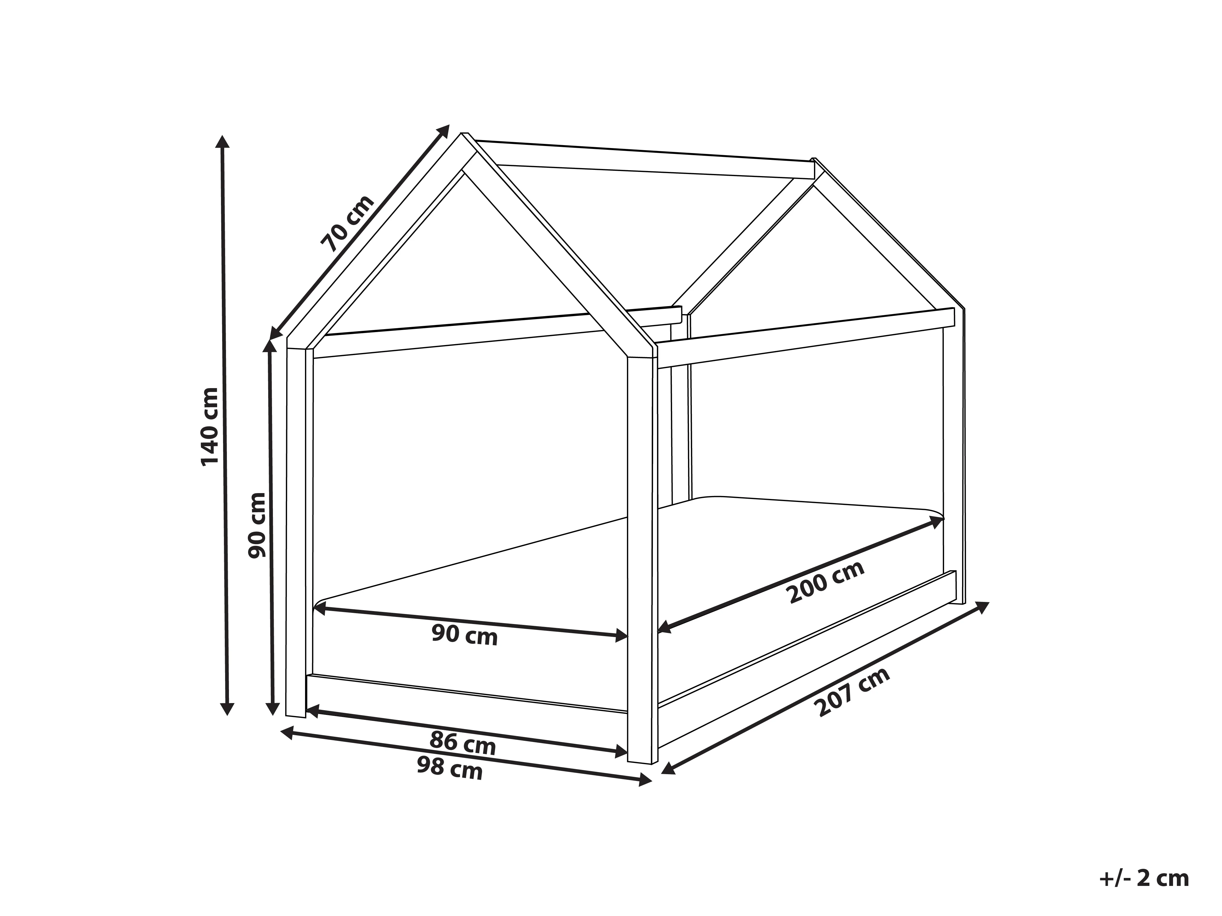 Kinderbed Huis Dennenhout TOSSE 90 x 200 cm Wit