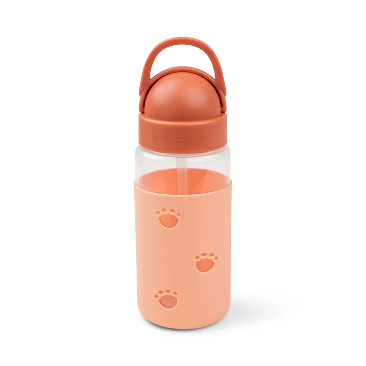 Done by Deer - Easy-grip Trinkflasche mit Trinkhalm, Elphee, papaya