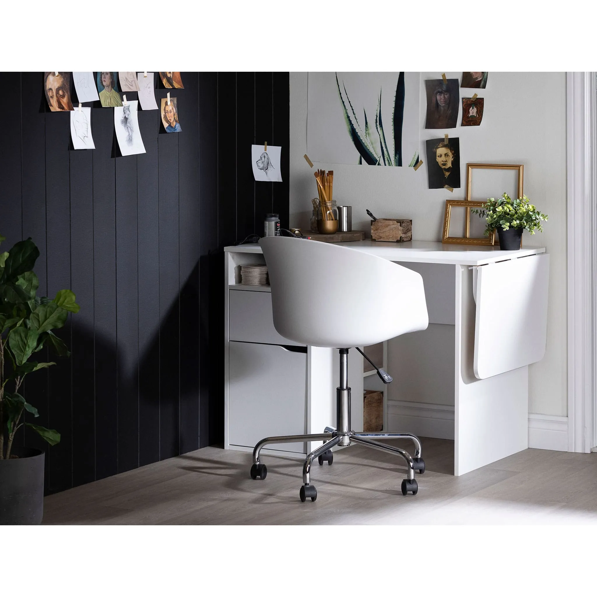 South Shore Chaise Pivotante - Flam Blanc et Chrome