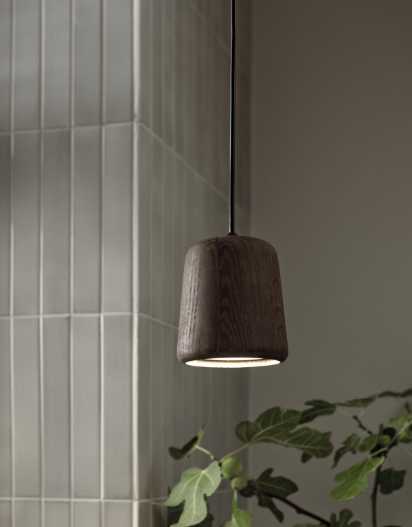 New Works Material hanglamp Ø13 zwart snoer, donkergrijs beton