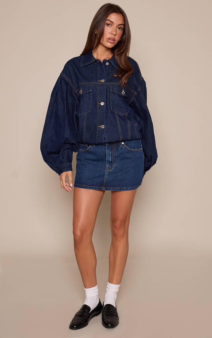 Bleu Indigo Jupe Mini En Jean Classique Taille Moyenne