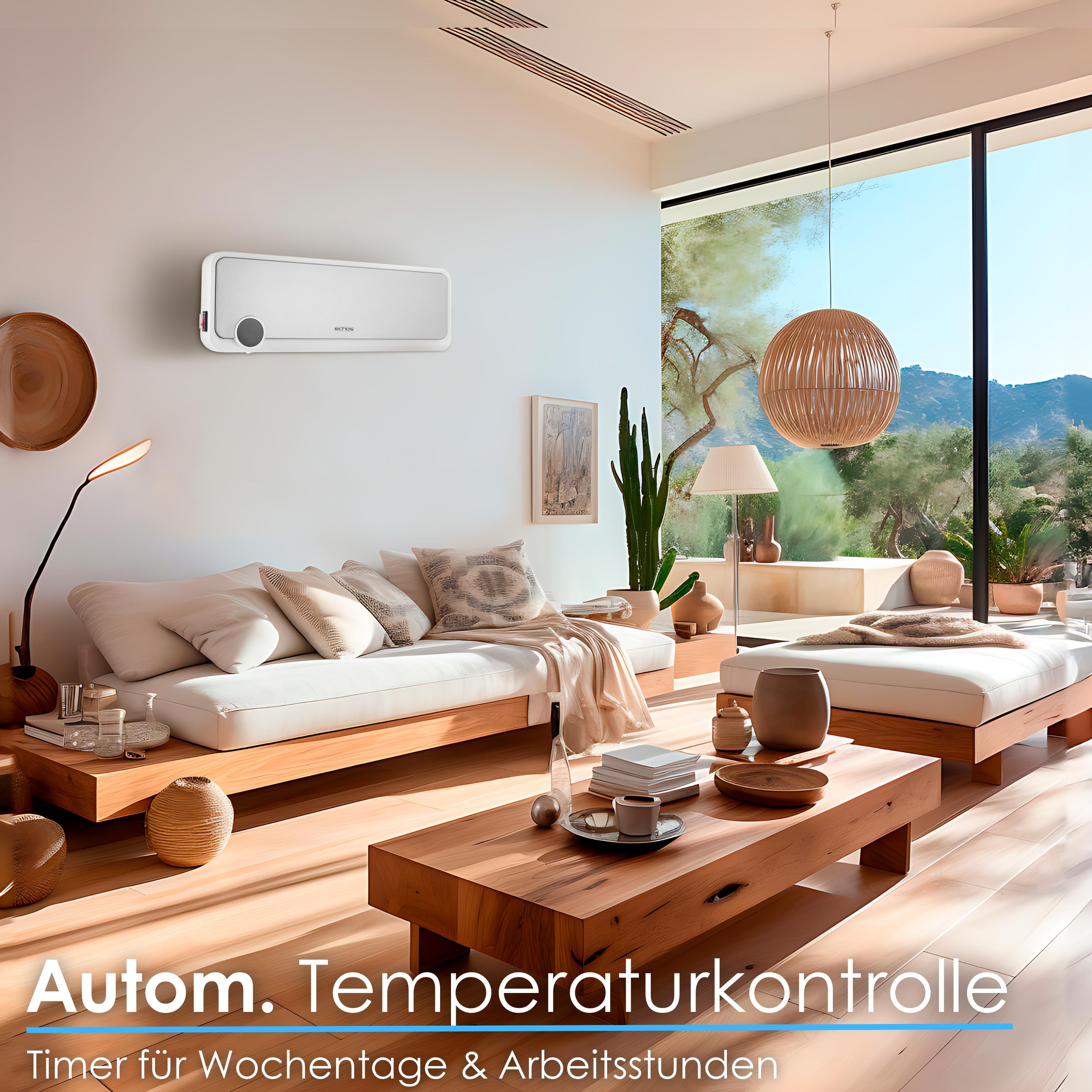 Echos Keramik Wandheizlüfter mit Fernbedienung Timer 2 Stufen 2000W