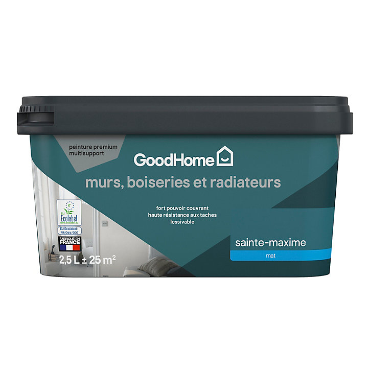 Peinture intérieure couleur murs, boiseries et radiateurs GoodHome mat sainte-maxime vert 2.5L