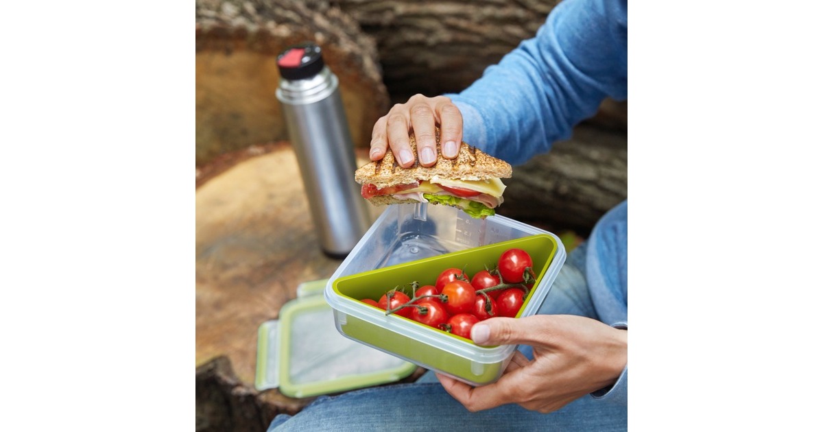 EmsaClip & Go Snackbox 0,55L lunchbox  (Lichtgroen/transparant, met 2 extra inzetstukken)