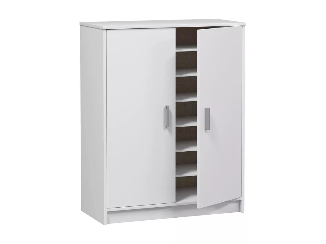 Armoire à Chaussures avec 2 portes couleur blanc - Longueur 75 x Hauteur 101 x Profondeur 36 cm