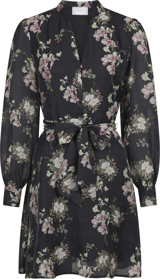 Neo Noir Heidi Print Flower Dress Black