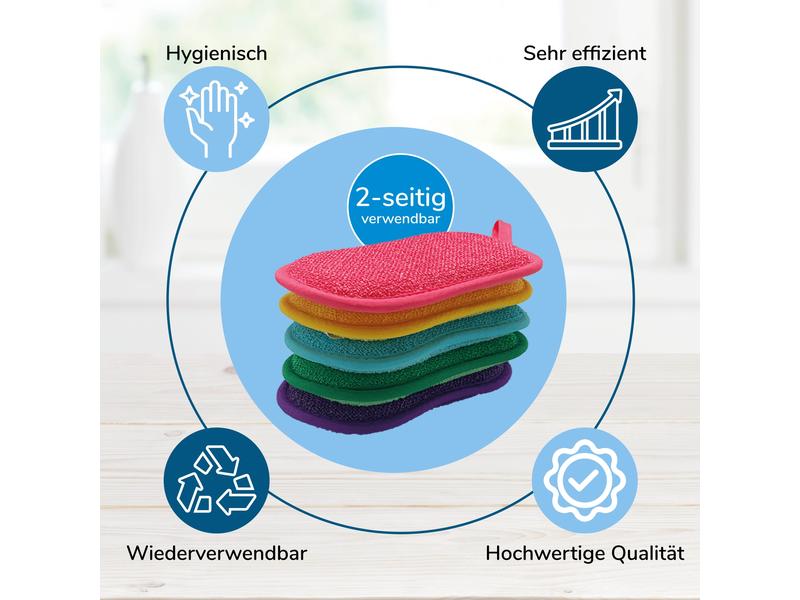 Mediashop Geschirrschwamm Duo Sponge 16 x 9.5 x 1.5 cm, 5 S Schwamm-Set