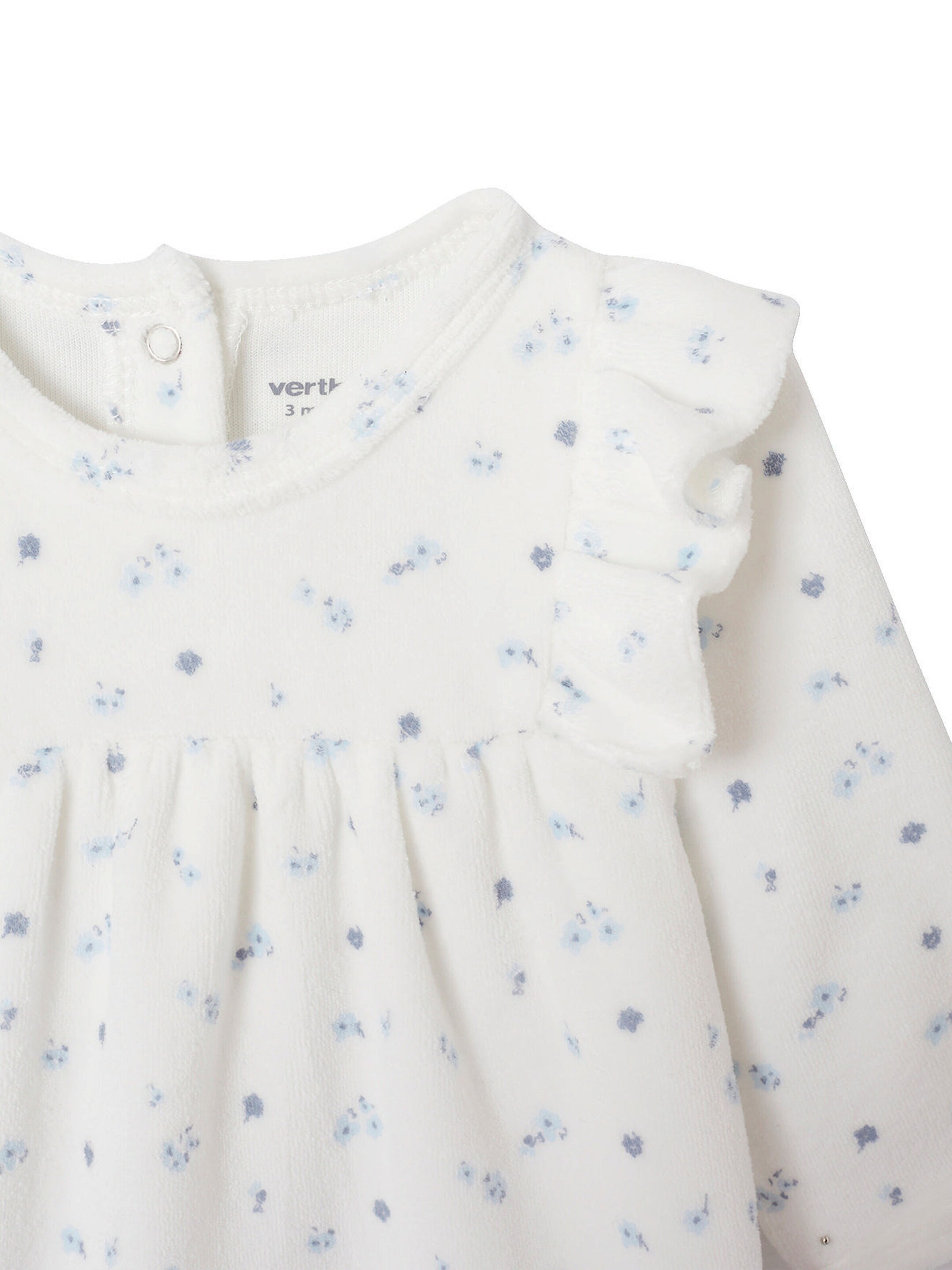 Vertbaudet 2er-Pack Mädchen Baby Samt-Strampler himmelblau