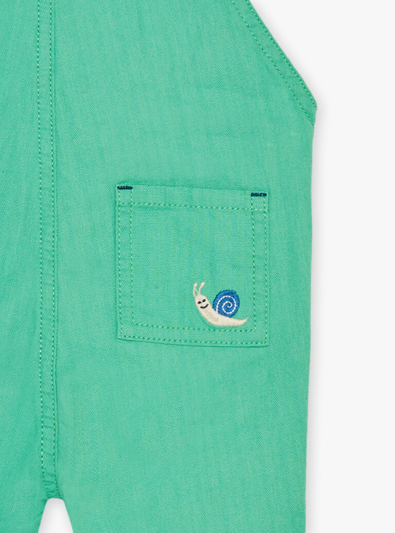 Salopette courte vert pistache en herringbone