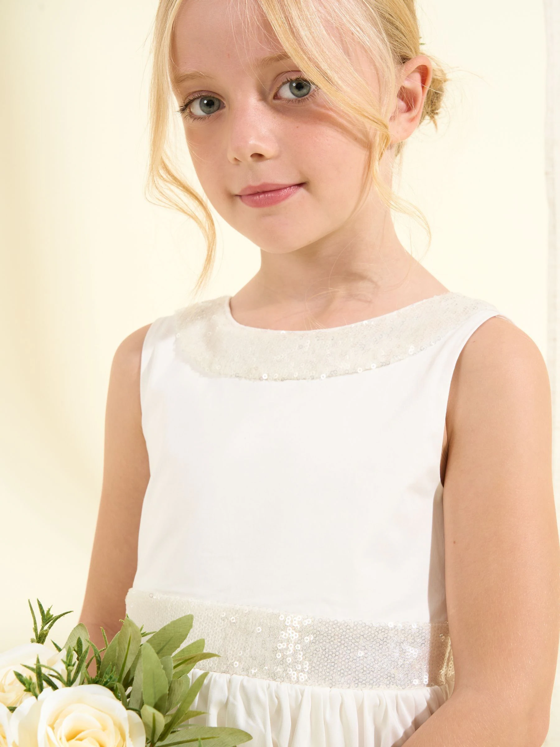 Wit - Angel & Rocket Claudia jurk met strik en lovertjes