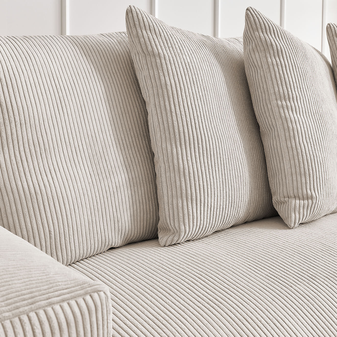 Bobochic Canapé d'angle réversible ultra moelleux voltaire velours côtelé beige - 310x174x75 cm
